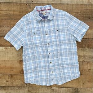 CARBON 2 COBALT Blue & White Plaid Short Sleeve